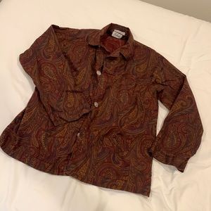 Maroon paisley print button up